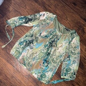 Sara Michelle Women's Green Paisley Top